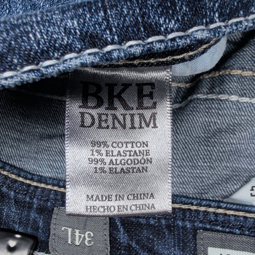BKE Nolan Straight Jeans Size 34X33 (Act 36x33) Stretch Thick Stitch Whiskered - Picture 7 of 8